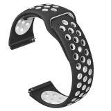 Curea silicon compatibila Garmin Vivoactive 4, telescoape QR, Negru/Alb
