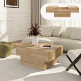 Masa de cafea extensibila Lens, 80x60x36 cm, aspect stejar, en.casa