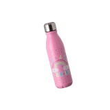 Sticla apa pentru copii, Aluminiu, Curcubeu, Roz, gradinita, fete, 600ml, ATU-087504