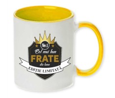 Cana maner galben personalizata &quot;Cel mai bun FRATE&quot;, INOVATIX&reg;. 330ml