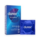 Cumpara ieftin Prezervative DUREX Classic Regular Fit, din latex, lubrifiate și rezistente, diametru 56 mm, 1 cutie x 12 buc