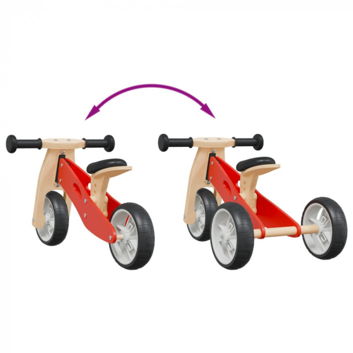 Bicicleta de echilibru pentru copii 2 &icirc;n 1, rosu GartenMobel Dekor
