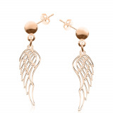 Angela - Cercei personalizati aripi cu tija din argint 925 placat cu aur roz, Bijubox
