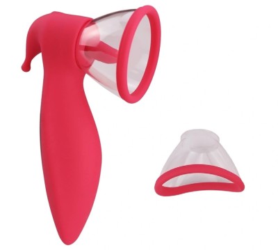 Stimulator 3 in 1, 2 Cupe Incluse, 10 Moduri Vibratii, 10 Moduri Suctiune, 10 Moduri Miscari Limba, Silicon, USB, Rosu, 17.1 cm foto