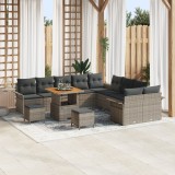 Set canapea vidaXL cu 13 piese și perne gri din ratan poli acacia, Set canapea pentru 2 persoane vidaXL cu perne gri din ratan poli, Set de dining pen