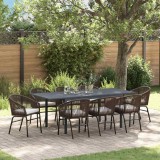 Set mese grădină 9 pcs Maro mare Metal, Ratan, Compozit lemnos