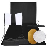 Cumpara ieftin Kit studio foto cu set de lumini, fundal si reflector
