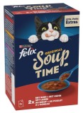 Supă pentru pisici adulte Felix cu aroma de Pui, Vita, Miel 6 x 48 g