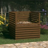Compostor Gradina vidaXL, Lemn Masiv Pin, 100x100x102cm, Maro Miere. Reciclare Eficienta, Ingrijire Gradina