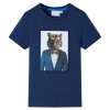 Tricou pentru copii cu m&acirc;neci scurte, albastru &icirc;nchis, 116, vidaXL