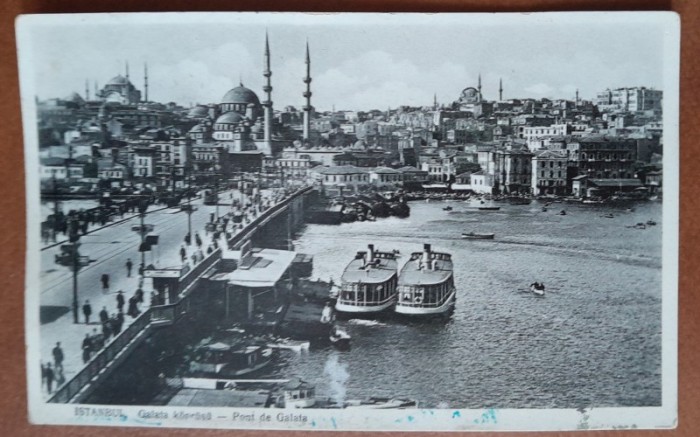 Carte postala, circulata, Istanbul Pont de Galata, 1939