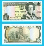 Insula Jersey (pick 26) 1 Pound 2000 UNC serie: AEC429xxx; Sf. Helier