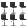 VidaXL Scaune de bucătărie pivotante, 6 buc., negru, material textil