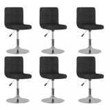 VidaXL Scaune de bucătărie pivotante, 6 buc., negru, material textil