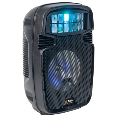 Boxa portabila activa Ibiza Sound, acumulator, Bluetooth, woofer iluminat cu LED si efect de lumina de tip Derby foto