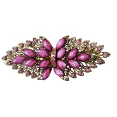 Clama de par coada de paun, Vintage, 11 cm, Mov, 61BJ