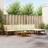 vidaXL Set de canapele de exterior cu pernă 6 pcs Natural și Crem 3369373
