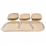 Set 7 platouri ovale lemn fag compartimentat 64x27x2.5cm Zilan EXT 6173