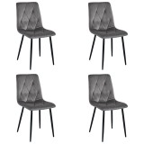 Cumpara ieftin Set 4 scaune bucatarie/living, Artool, Libra, catifea gri inchis, picioare metal negru, 45x54x86.5 cm