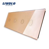 Cumpara ieftin Panou frontal din sticla pentru 4 &icirc;ntrerupatoare touch Livolo, auriu