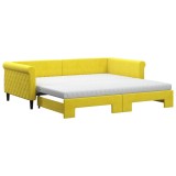Cumpara ieftin Pat de zi cu extensie si saltea, galben, 100x200 cm, catifea