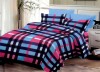 Lenjerie de pat matrimonial cu husa elastic pat si fata perna dreptunghiulara, Contrast, bumbac mercerizat, multicolor