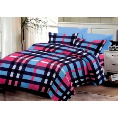 Lenjerie de pat pentru o persoana cu husa de perna dreptunghiulara, Contrast, bumbac mercerizat, multicolor