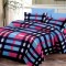 Lenjerie de pat matrimonial cu husa elastic pat si fata perna dreptunghiulara, Contrast, bumbac mercerizat, multicolor