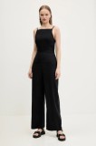 Abercrombie &amp; Fitch salopeta din in culoarea negru, cold shoulder, KI159-5546