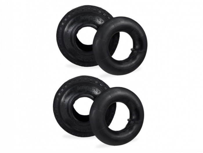 Relaxdays 2x anvelope cu camera pentru carucior transport marfa, roaba 3.00-4 , 125 kg, 260x85mm - RESIGILAT