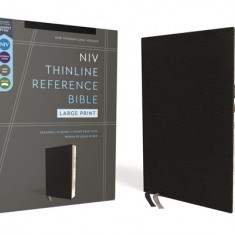 Niv, Thinline Reference Bible, Large Print, European Bonded Leather, Black, Red Letter, Thumb Indexed, Comfort Print