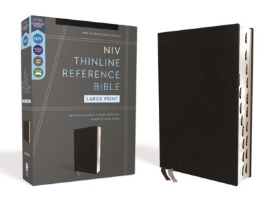 Niv, Thinline Reference Bible, Large Print, European Bonded Leather, Black, Red Letter, Thumb Indexed, Comfort Print foto