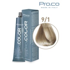Vopsea de par profesionala PRO.COLOR 100 ml - Pro.Co - 9/1 BLOND SUPER DESCHIS CENUSIU