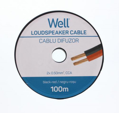 Cablu difuzor rosu/negru 2x0.5mmp CCA Well LSP-CCA0.50BR-100-WL foto