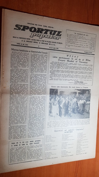 sportul popular 23 iulie 1953-congresul mondial al tineretului in romania