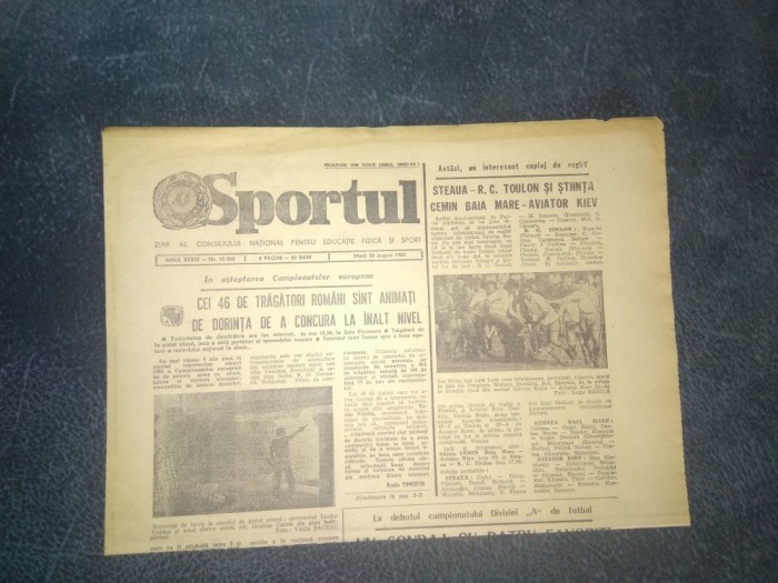 ZIARUL SPORTUL 30 AUGUST 1983 DIVIZIA C