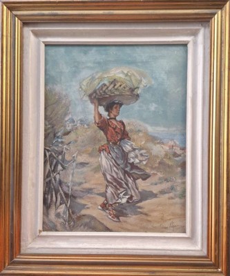 Elena POPEA (1879-1941)-&amp;Icirc;ntoarcerea de la ziua de spălat rufe, pictură după Frederick Hendrik Kaemmerer foto