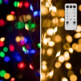 Instalație Lumini Crăciun, 400 Becuri LED, 11 Programe, Control Inclus, Cablu Transparent, 8m, Alb Cald și Multicolor, Oem