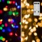 Instalație Lumini Crăciun, 400 Becuri LED, 11 Programe, Control Inclus, Cablu Transparent, 8m, Alb Cald și Multicolor