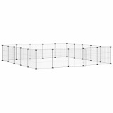 Cumpara ieftin Cusca animale de companie cu usa 20 panouri negru 175x175x35 cm otel