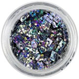 Confetti hologramă, cu gaură - pătrate gri, INGINAILS
