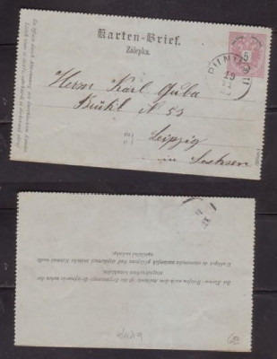 Austria 1889 Postal History Rare Old postcard postal stationery to Leipzig D.990 foto