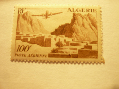 Timbru Algeria colonie franceza1949 - Aviatie 100fr foto