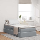 Cumpara ieftin Pat cu saltea si spatiu de depozitare Gri deschis 90 x 200 cm