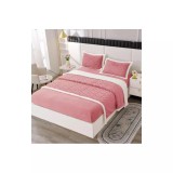 Cumpara ieftin Lenjerie cu Blanita, 4 Piese, cu Elastic Pentru Pat Dublu, Roz - PUC105