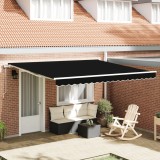 Marchiză retractabilă automată vidaXL Neagră 400x350 cm, Material de &icirc;nlocuire pentru marchiză vidaXL pentru cadru de 4x3.5 m Negru