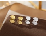 Cumpara ieftin Cercei Stud din Argint 925 Placati cu Aur , zSpiral Fan Gold, , Cu Design Evantai E i Textura Plisata