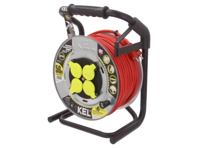 Prelungitor alimentare KEL 3x2,5mm2 4 prize 50m 16A roșu
