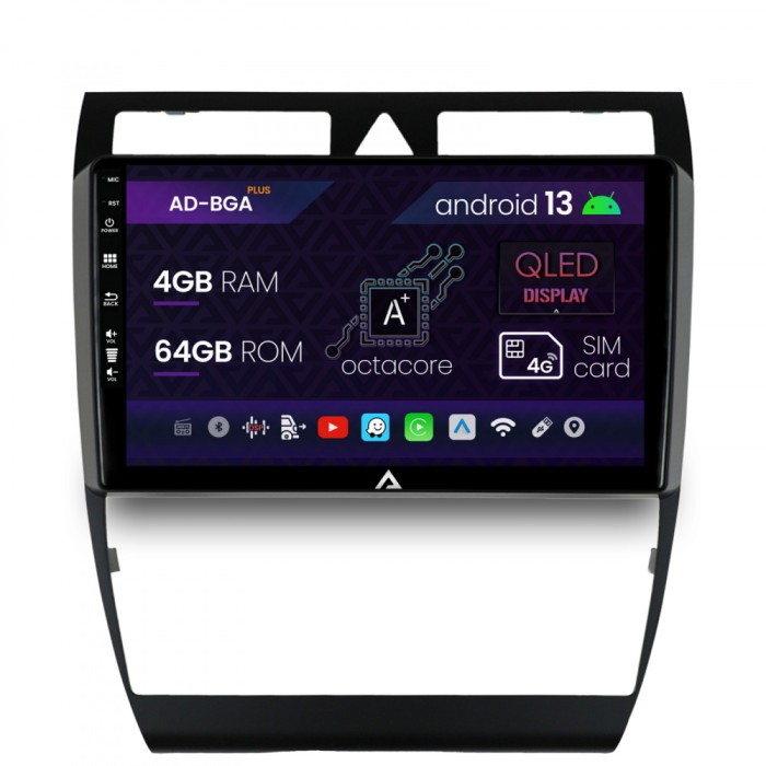 Navigatie Audi A6 (1999-2004), Android 13, A-Octacore 4GB RAM + 64GB ROM, 9 Inch - AD-BGA9004+AD-BGRKIT429