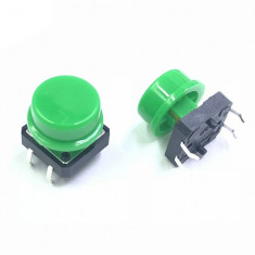 Buton cu capac rotund 12x12x7.3mm Arduino (culoare: VERDE) (b.1951)